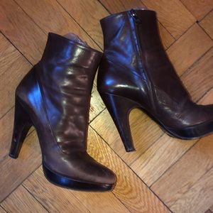PRADA brown leather booties